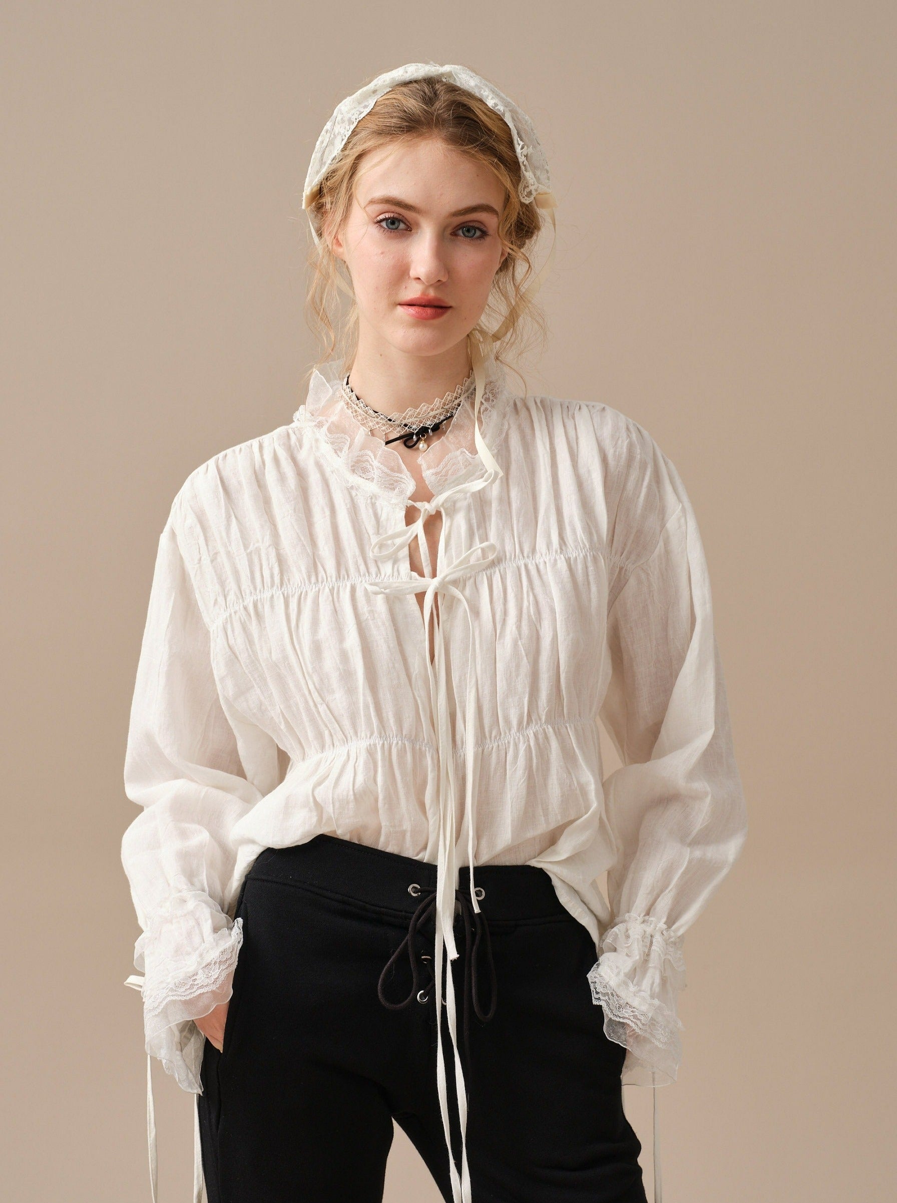 Victorian Ruffle Lace & Ribbon Blouse -  Canada