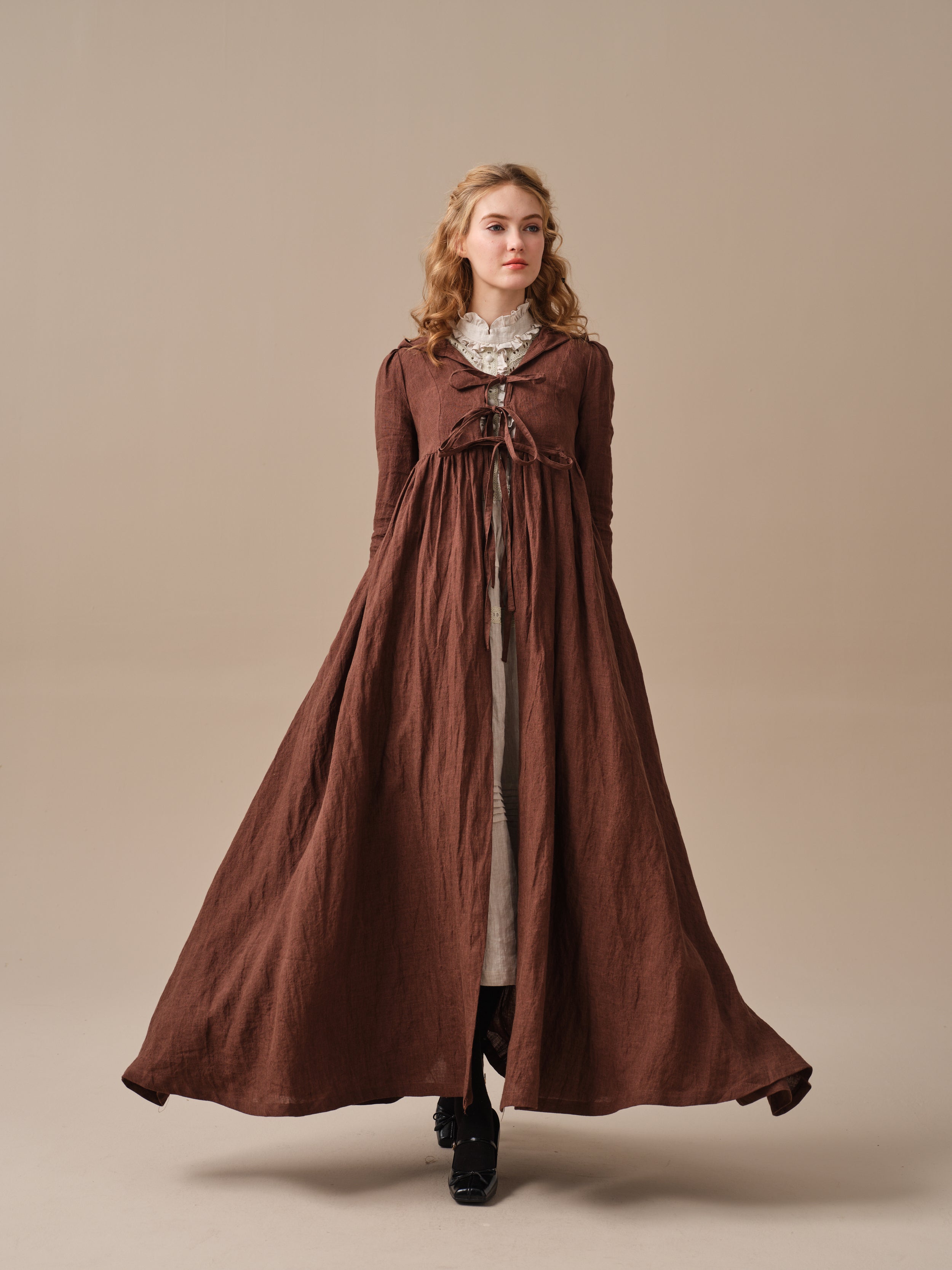 Long linen coat dress best sale