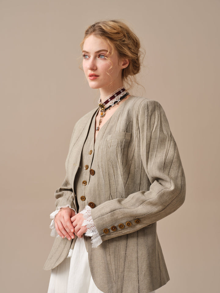 Mae 30 | 100% Linen Jacket with Vest