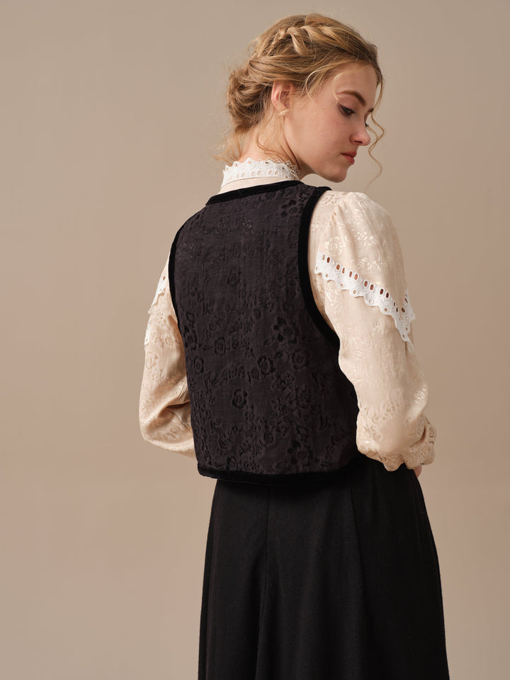 MARICEL 27 | Ruffled Shirt with Black Vest