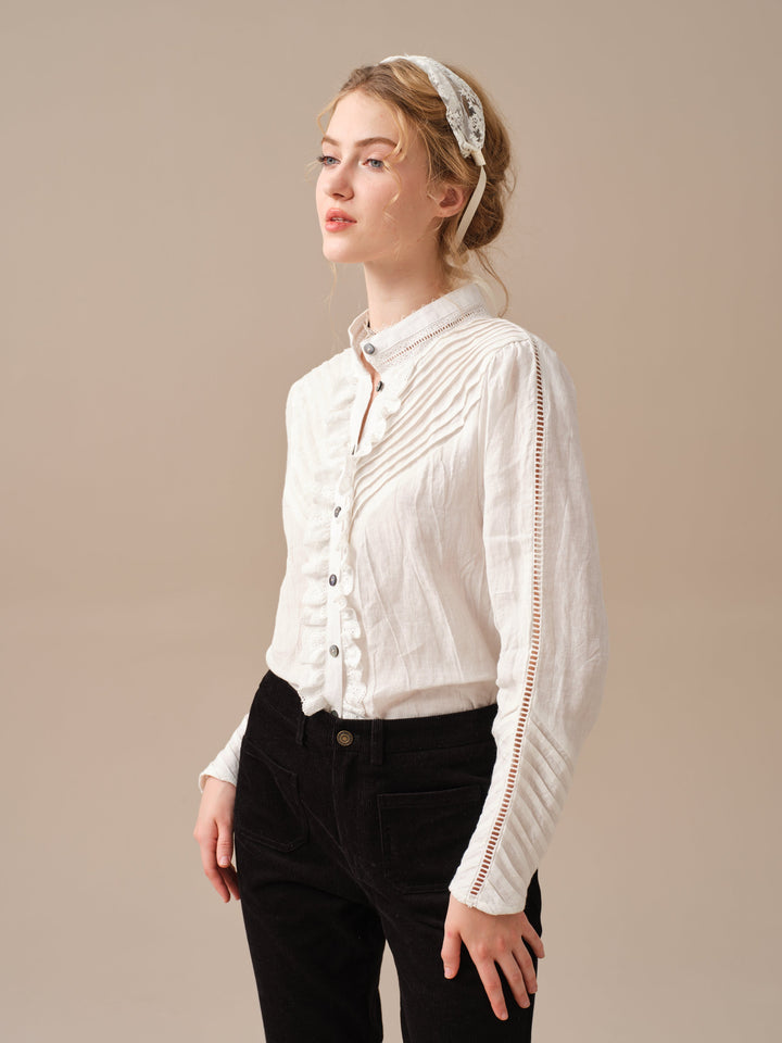 MARY 28 | Pintucked White Linen Shirt