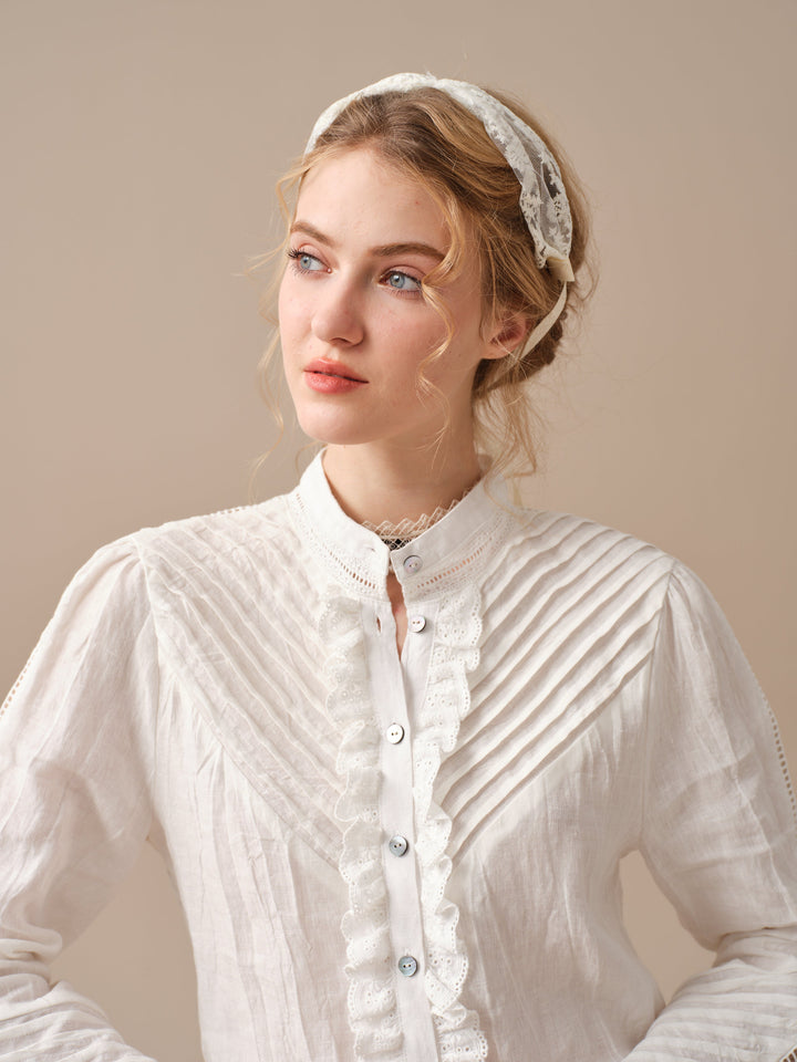 MARY 28 | Pintucked White Linen Shirt