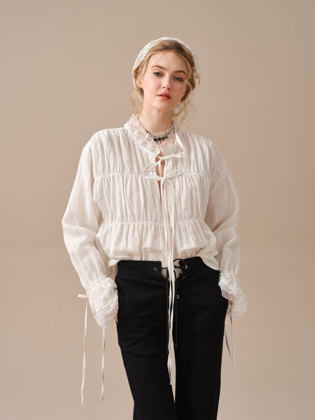 JENNIFER 33 | victorian linen blouse with lace