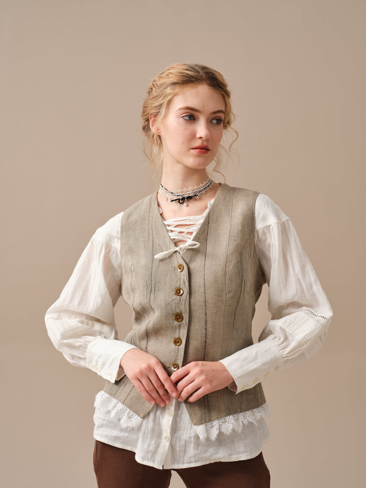 Mae 30 | 100% Linen Jacket with Vest