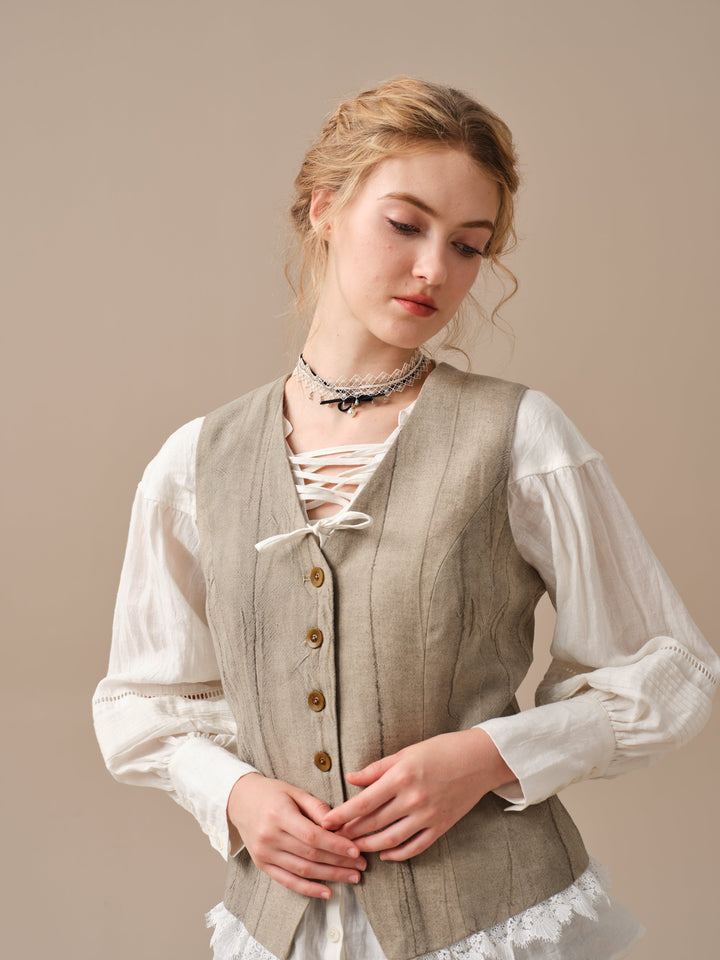 Mae 30 | 100% Linen Jacket with Vest