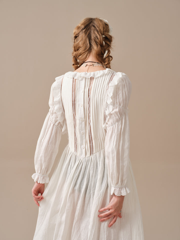 Jesmine 17 | Romantic Linen Dress With French Lace