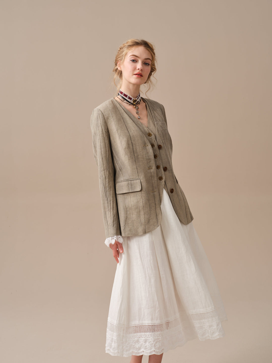 Mae 30 | 100% Linen Jacket with Vest