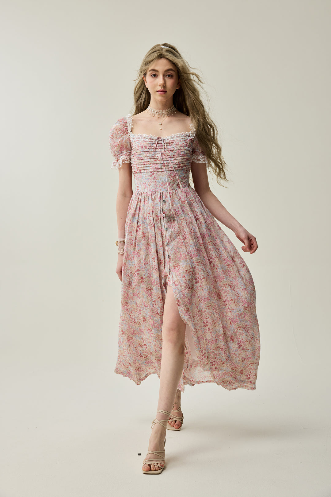 Monet Haze 26 | Fairy layered Linen Dress with pintucks