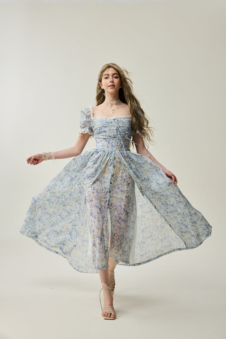 Monet Haze 26 | Fairy layered Linen Dress with pintucks