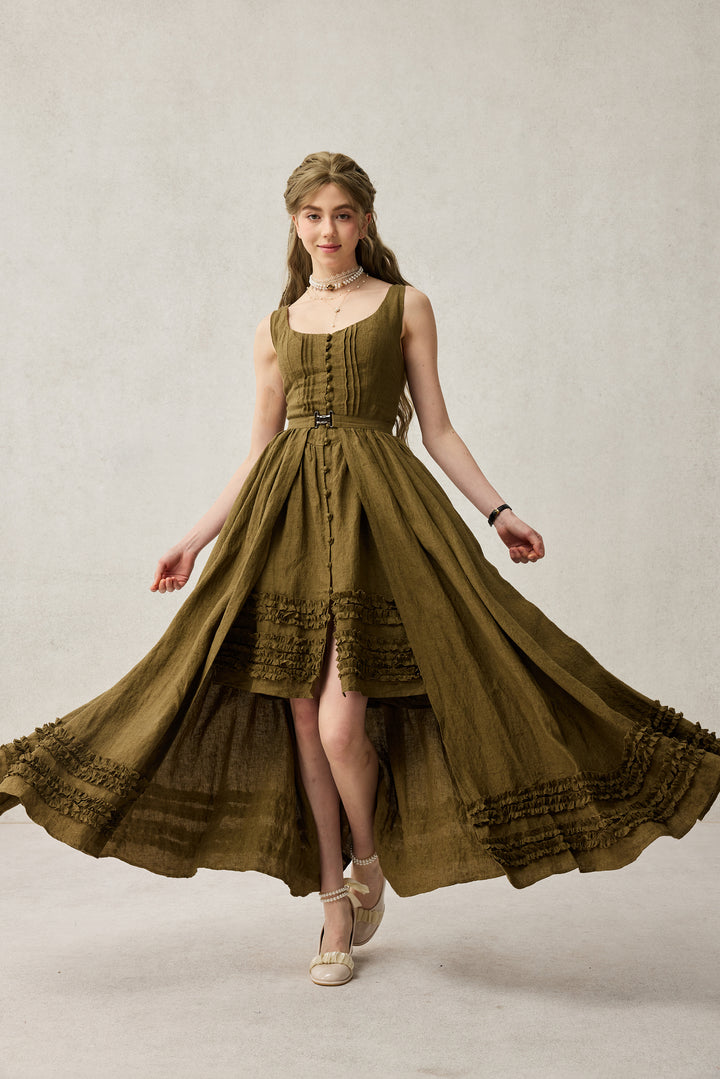 Wearable Poetry 17 | Ruffled linen dress & skirt （2 pieces)