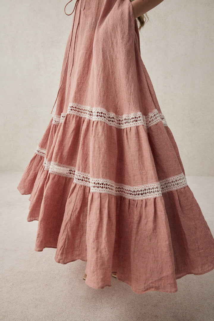 Cherry Tree 25 | Lace Linen flared dress