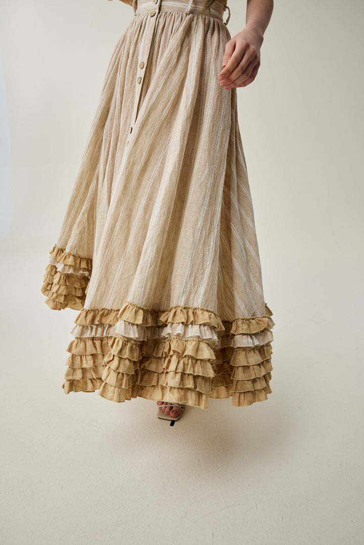 Dorothy 27 | Ruffled maxi linen skirt