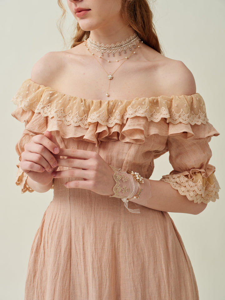 Elysia 15 | Lace-up linen flared dress