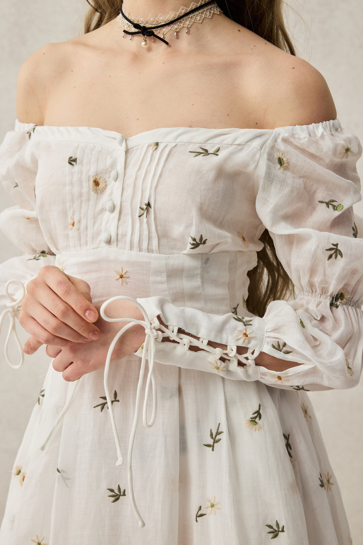 Phoenix 24 | Embroidery Daisy Linen Dress