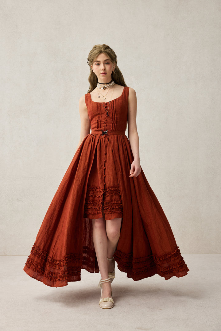 Wearable Poetry 17 | Ruffled linen dress & skirt （2 pieces)