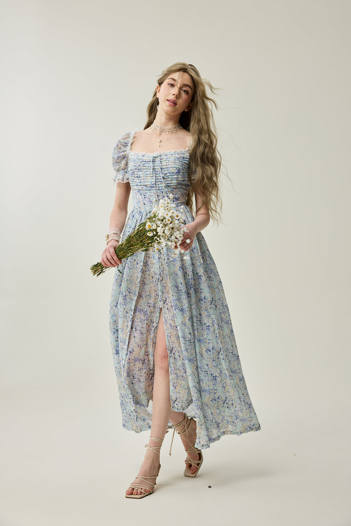 Monet Haze 26 | Fairy layered Linen Dress with pintucks