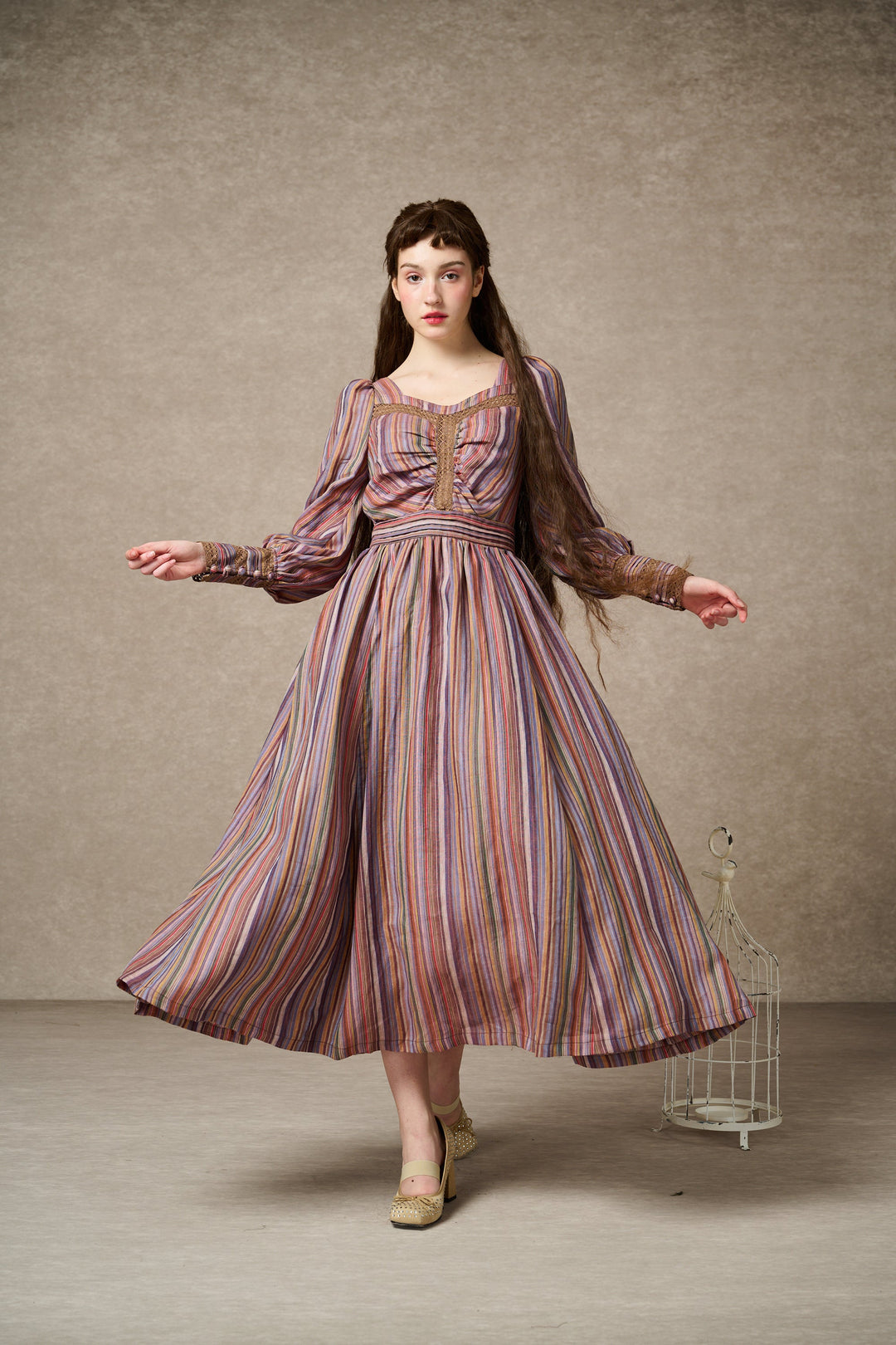 Sally 21 | Regency Striped Linen Dress