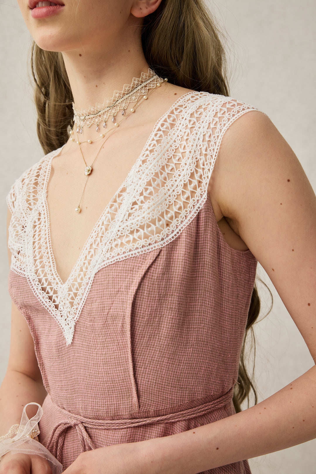 Cherry Tree 25 | Lace Linen flared dress