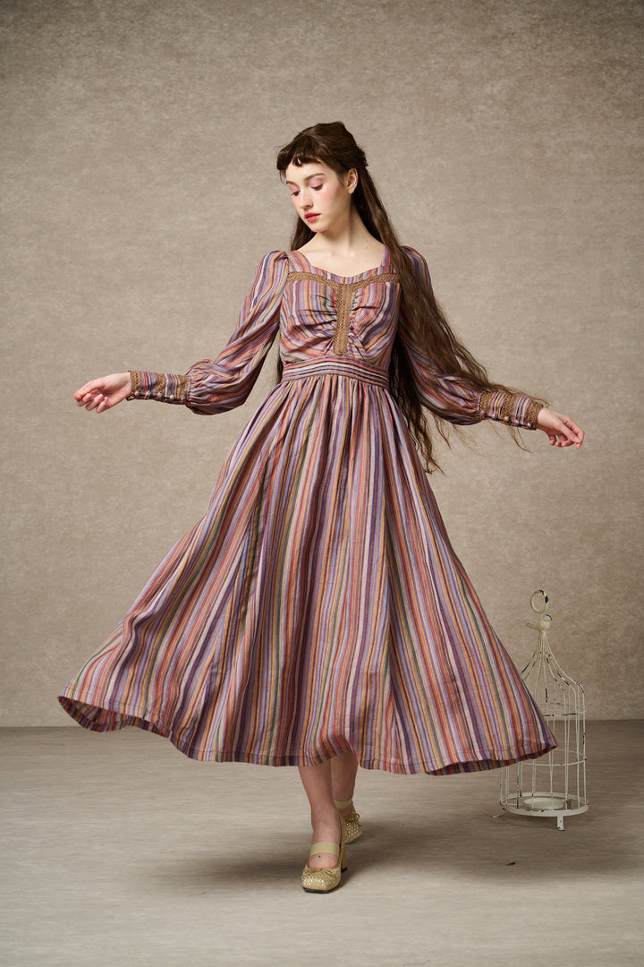 Sally 21 | Regency Striped Linen Dress