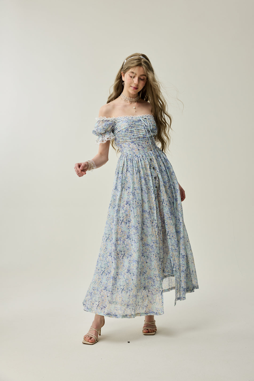 Monet Haze 26 | Fairy layered Linen Dress with pintucks