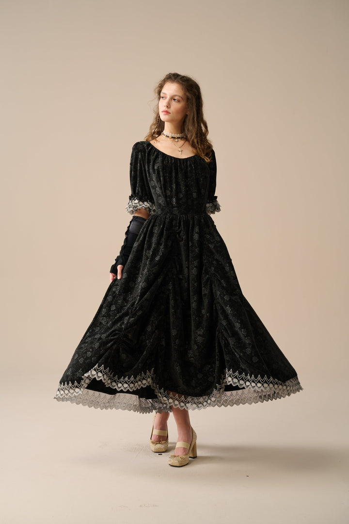 Elowen 27 | Lace velvet dress gown ( 2 way to wear )