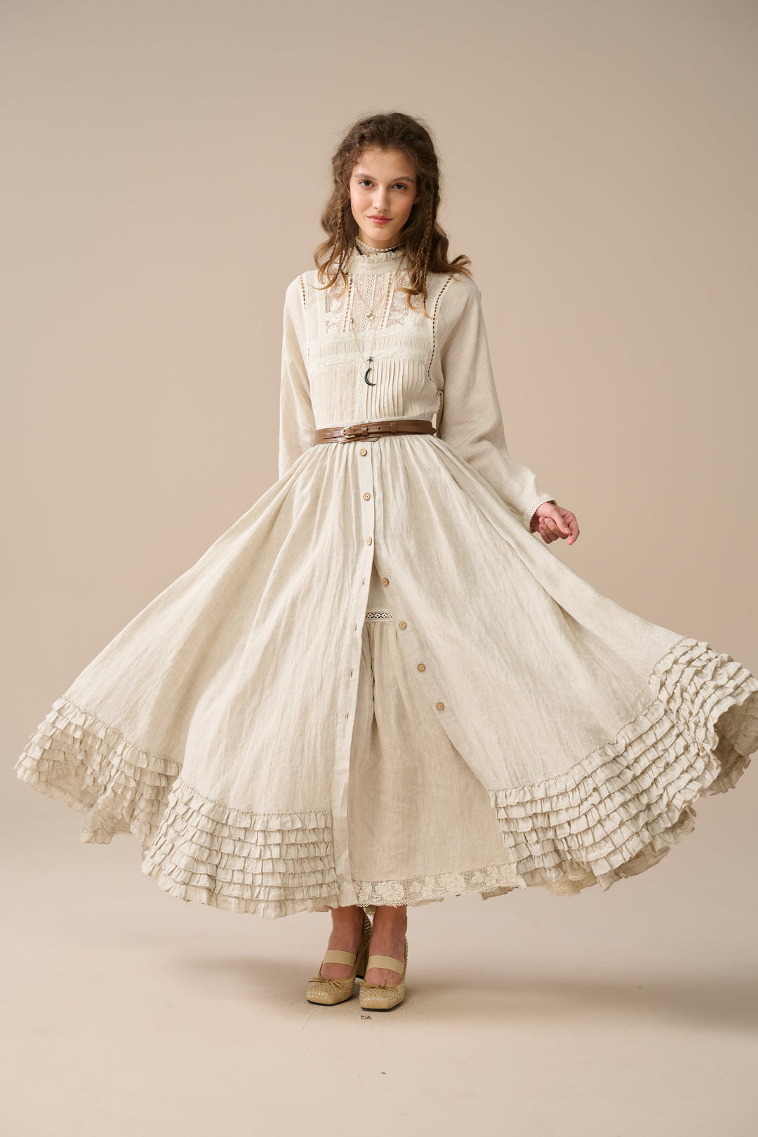 Dorothy 27 | Ruffled maxi linen skirt