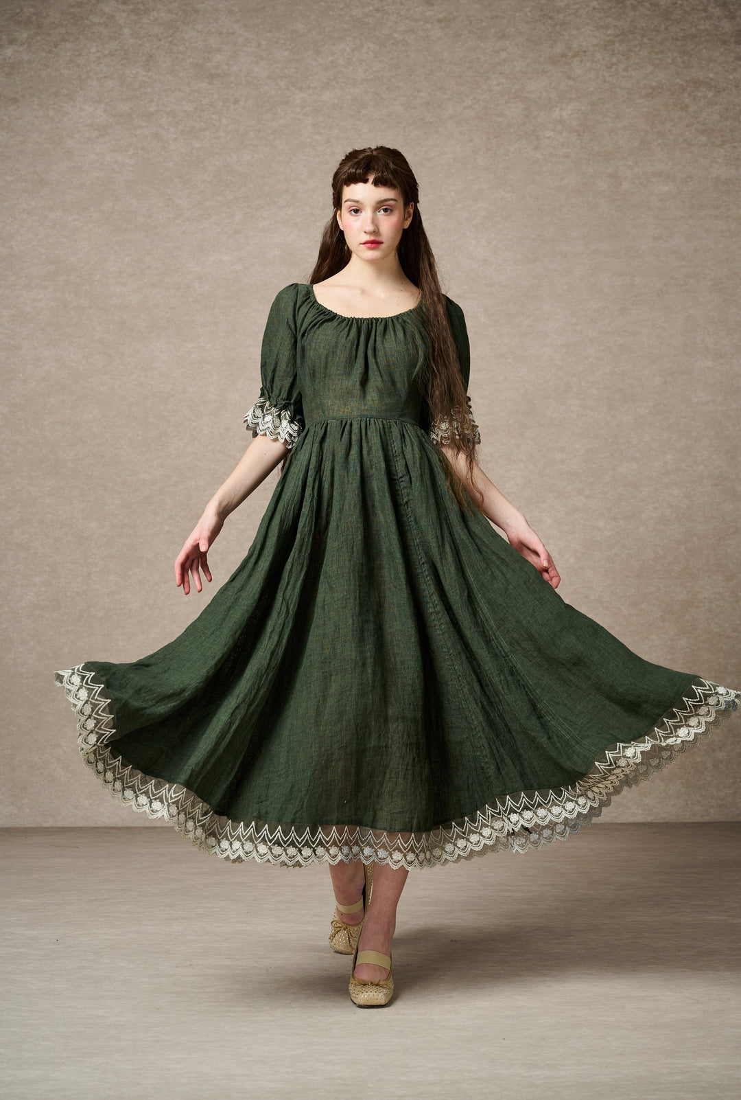 Elowen 27 | Lace Linen dress gown ( 2 way to wear )