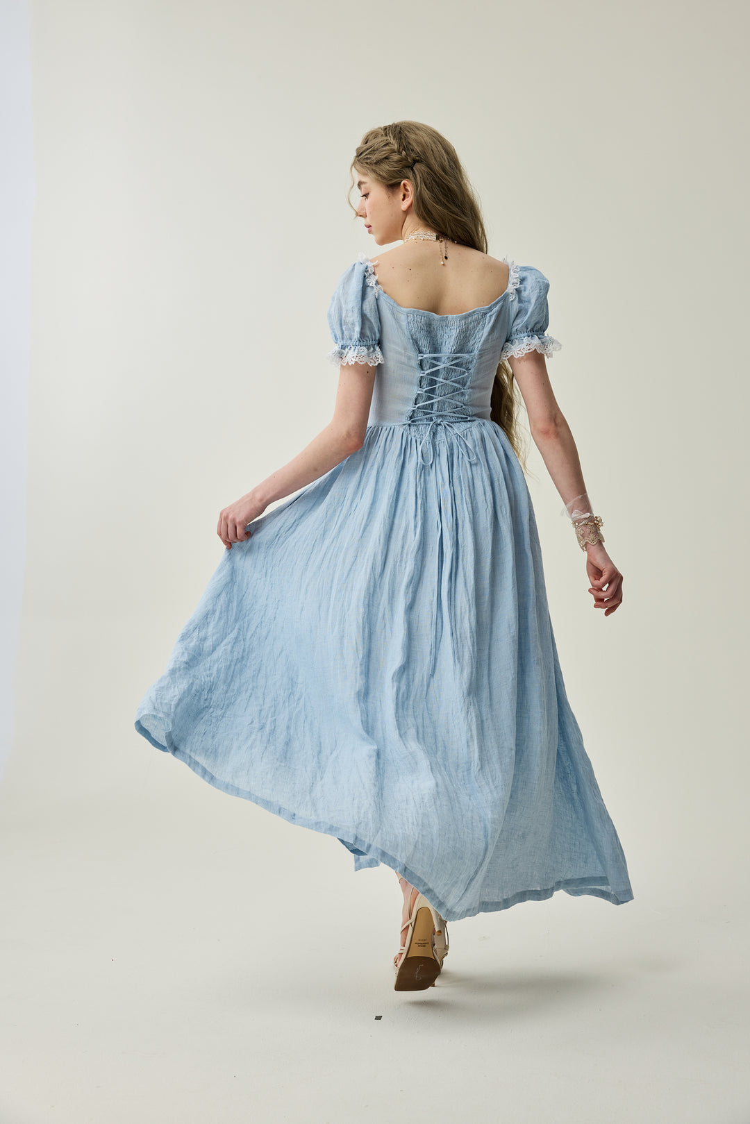 Monet Haze 26 | Fairy layered Linen Dress with pintucks