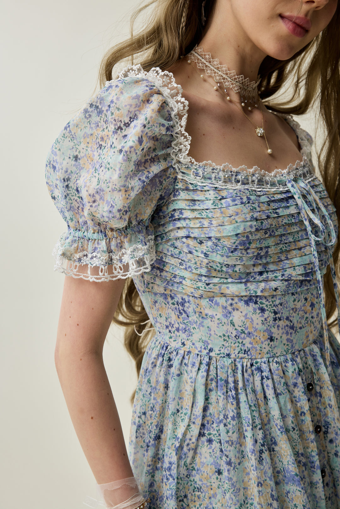 Monet Haze 26 | Fairy layered Linen Dress with pintucks