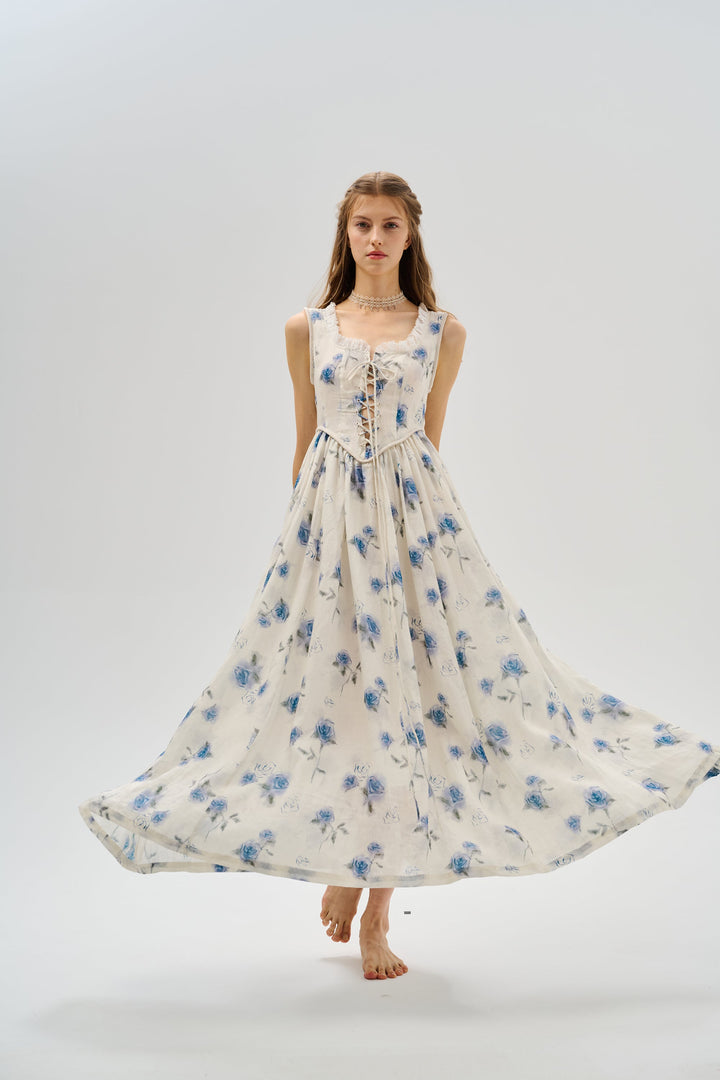 Anis 23 | Lace-up Jacquard Linen Corset Dress