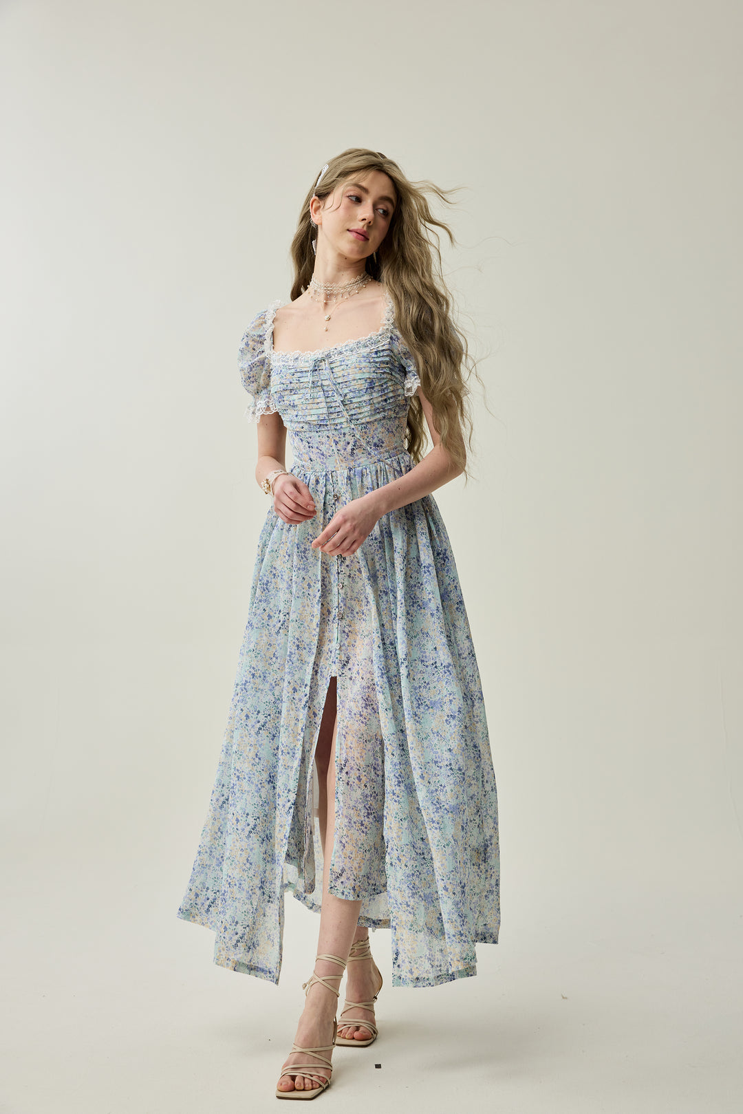 Monet Haze 26 | Fairy layered Linen Dress with pintucks