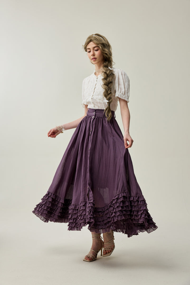 Dorothy 27 | Ruffled maxi linen skirt