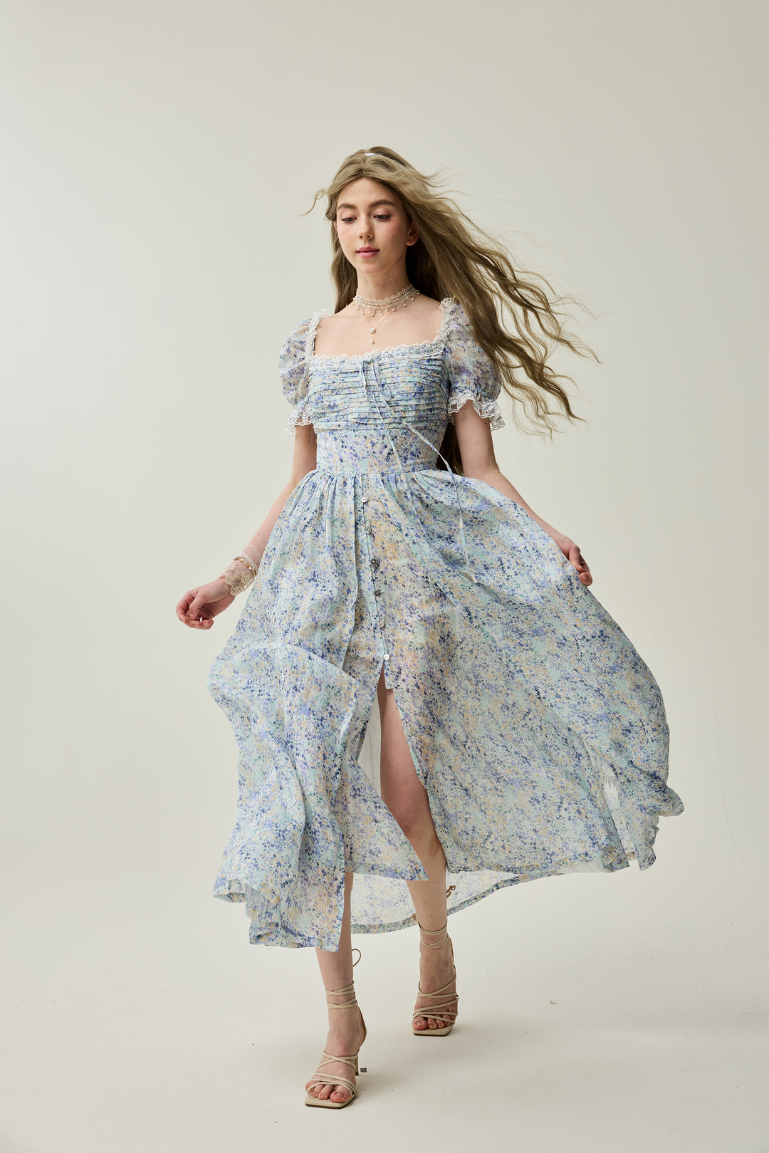 Monet Haze 26 | Fairy layered Linen Dress with pintucks