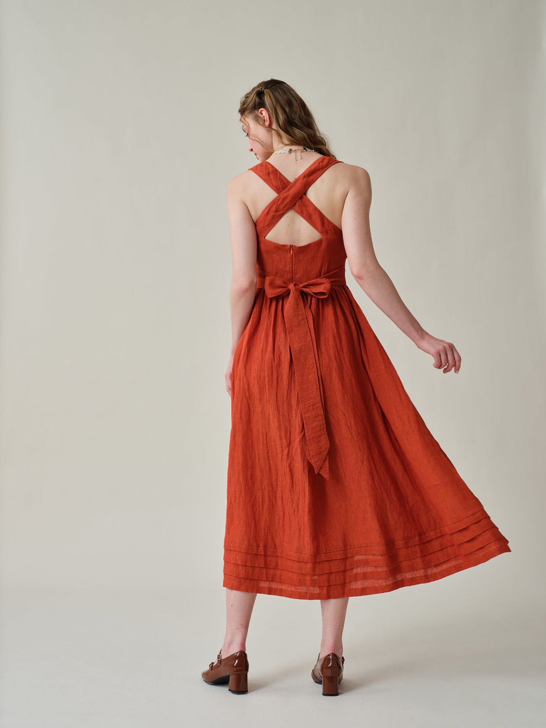 Vetiver 23 | cross back linen dress