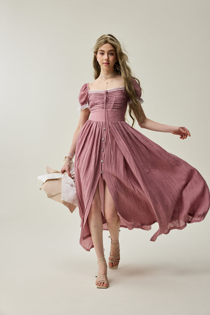 Monet Haze 26 | Fairy layered Linen Dress with pintucks