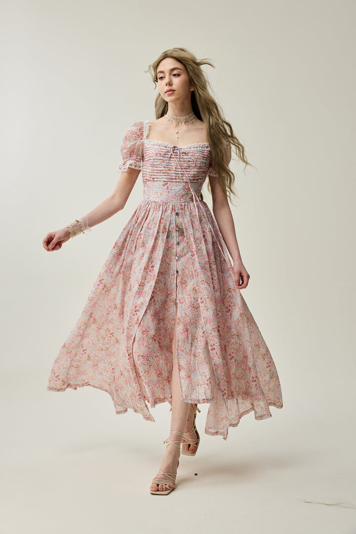 Monet Haze 26 | Fairy layered Linen Dress with pintucks