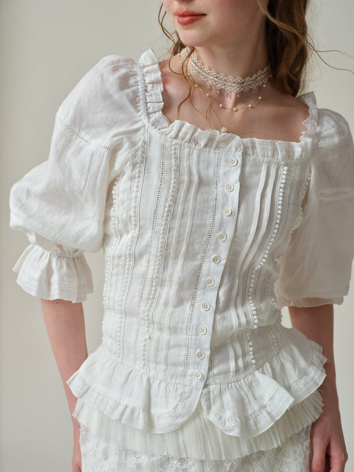 Martha 21 | Handmade lace linen blouse