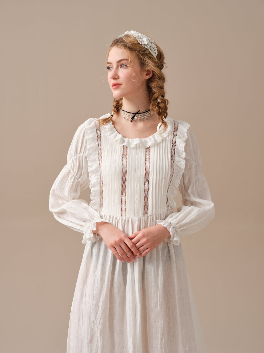 Jesmine 17 | Romantic Linen Dress With French Lace