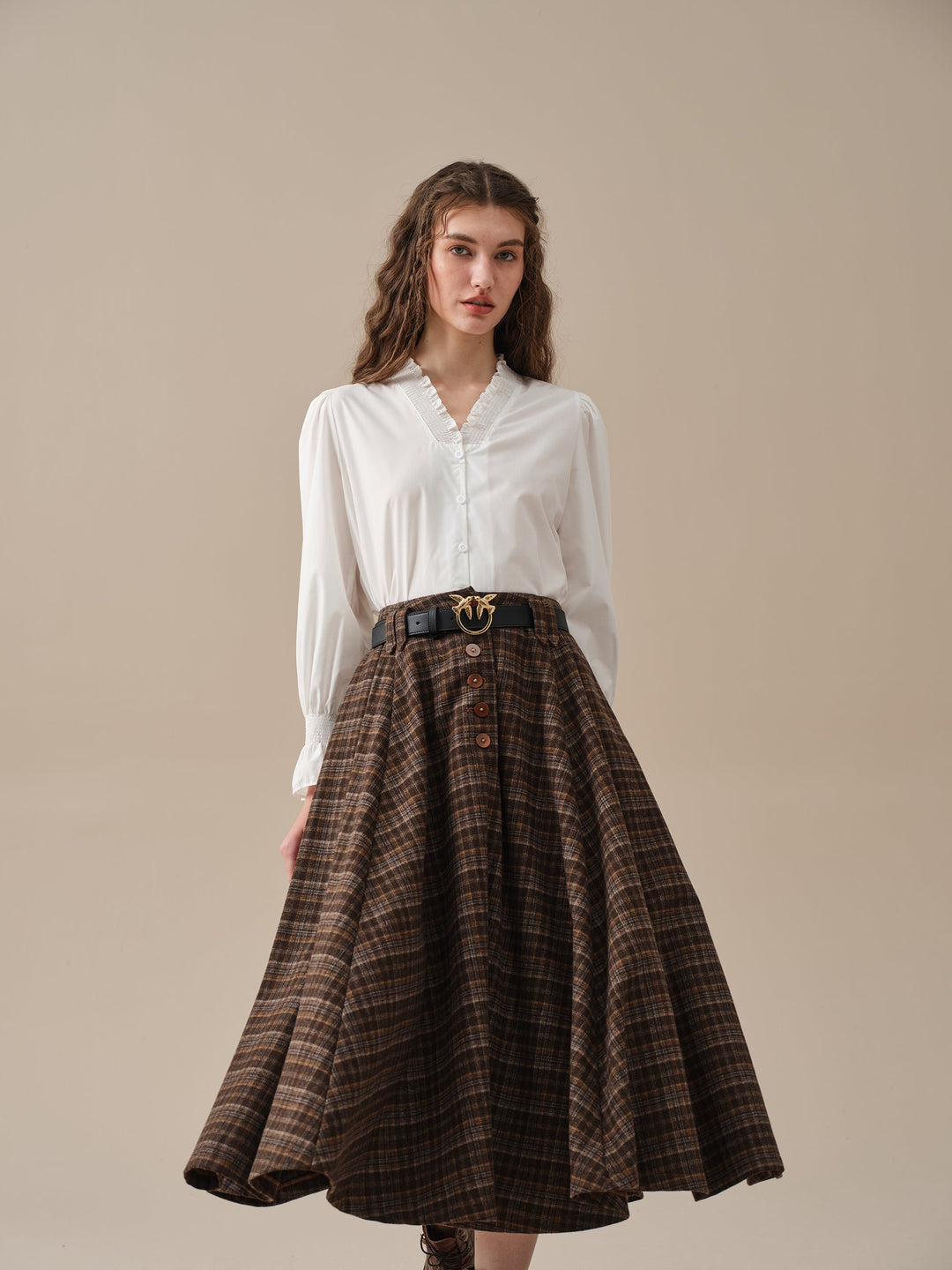 Norma 16 | Front buttoned wool skirt