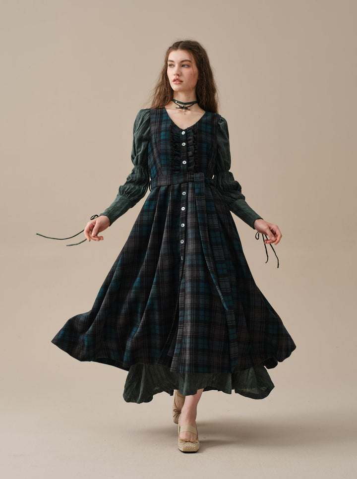 Victoria 35 | tartan lace wool dress