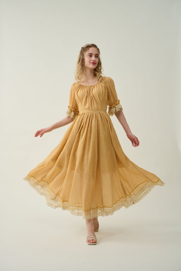 Elowen 27 | Lace Linen dress gown ( 2 way to wear )