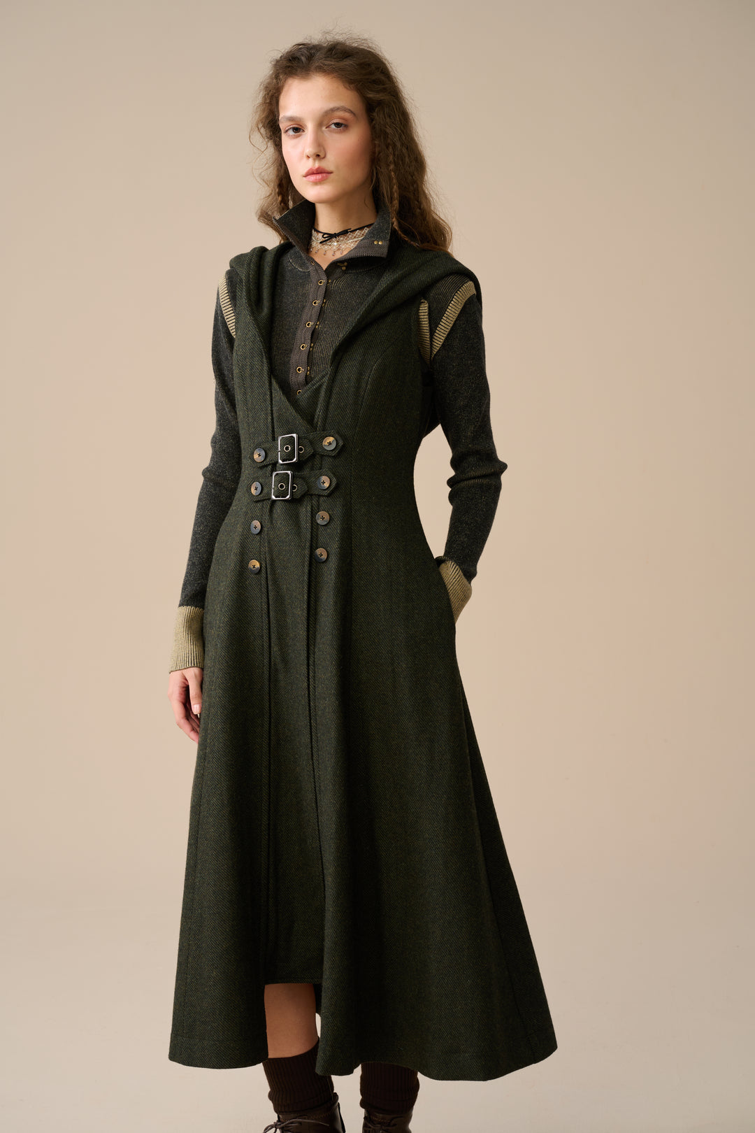 Patricia 21| hooded corset wool dress