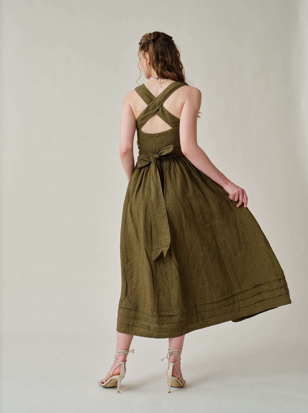 Vetiver 23 | cross back linen dress