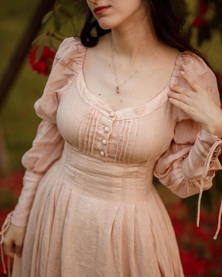 Sakura 21 | Lace-up maxi linen dress