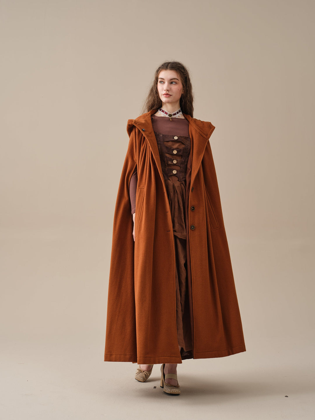 ARIEL 14 | HOODED WOOL CLOAK COAT