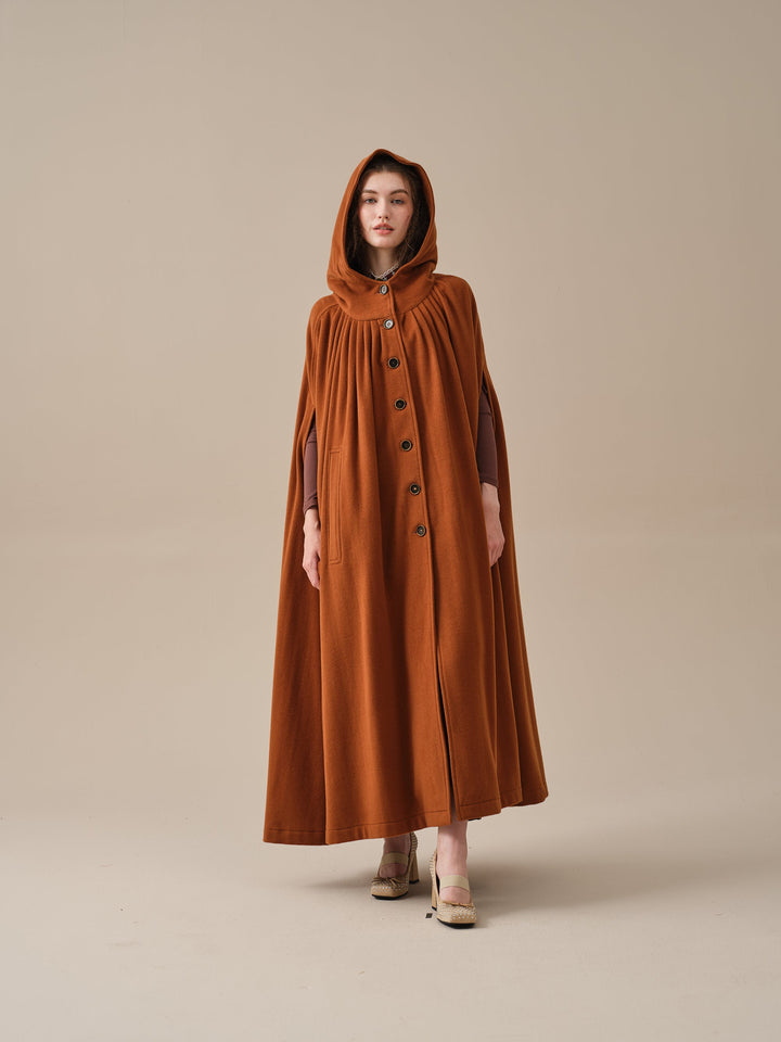 ARIEL 14 | HOODED WOOL CLOAK COAT