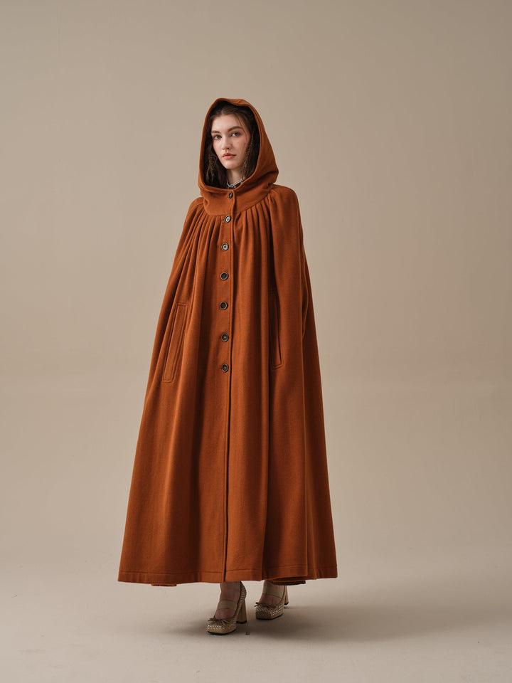 ARIEL 14 | HOODED WOOL CLOAK COAT