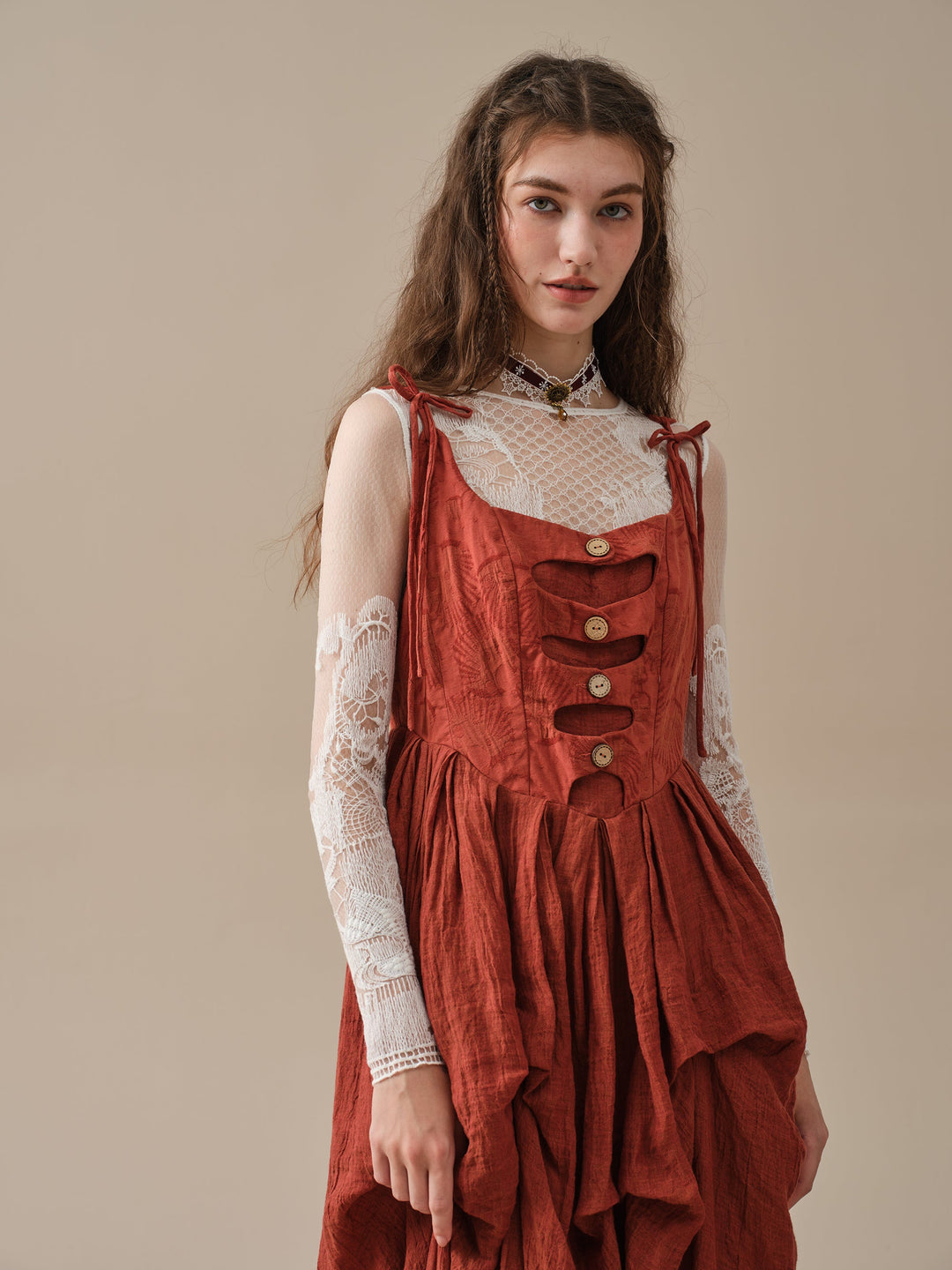 Luanni 17 | Corset Layered Linen Dress