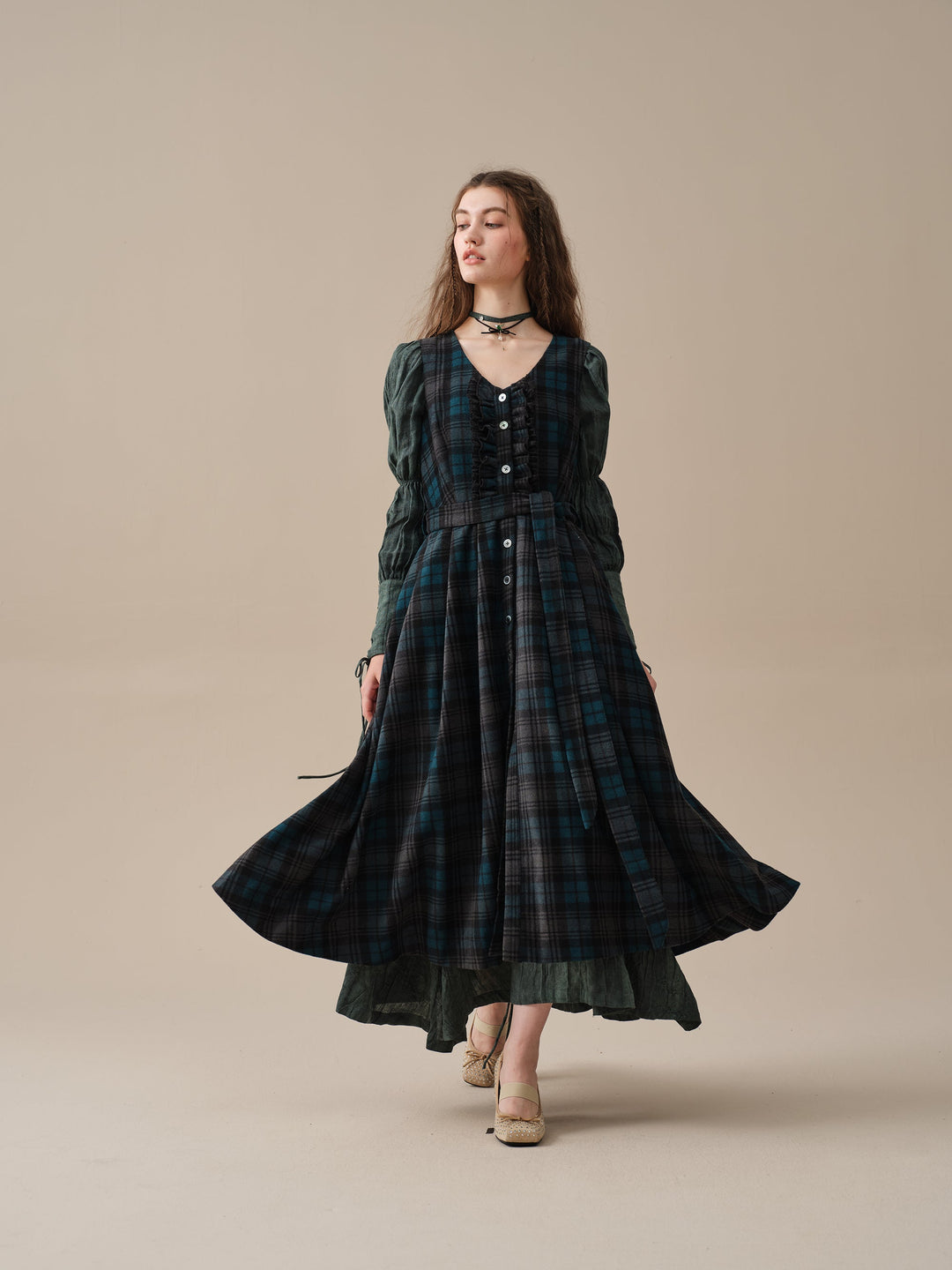 Victoria 35 | tartan lace wool dress