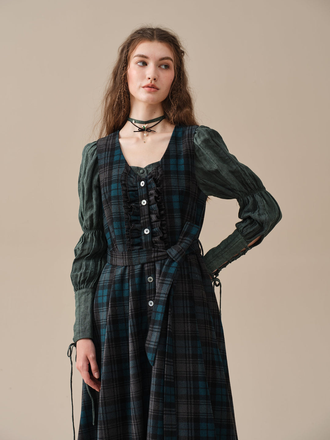 Victoria 35 | tartan lace wool dress